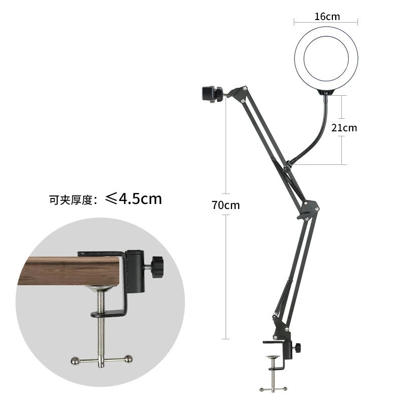 Overhead Phone Tripod with Ring Light – Desk Mount