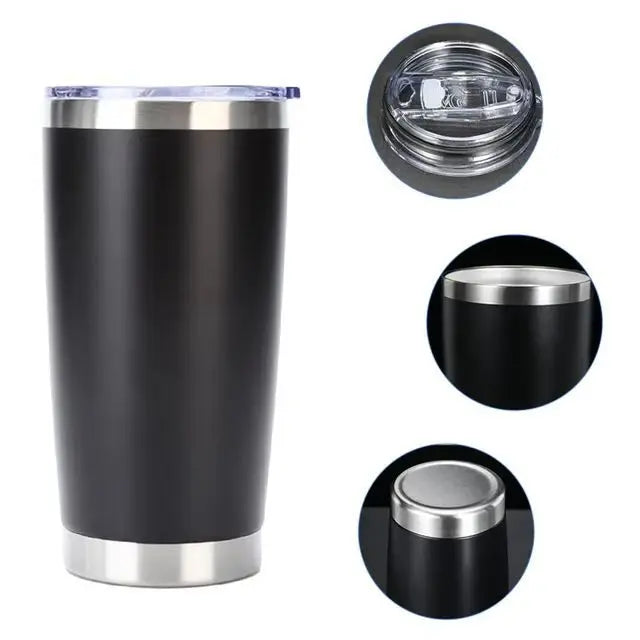 20oz stainless steel car cup, double-layer stainless steel thermos cup, portable car ice-cold cup