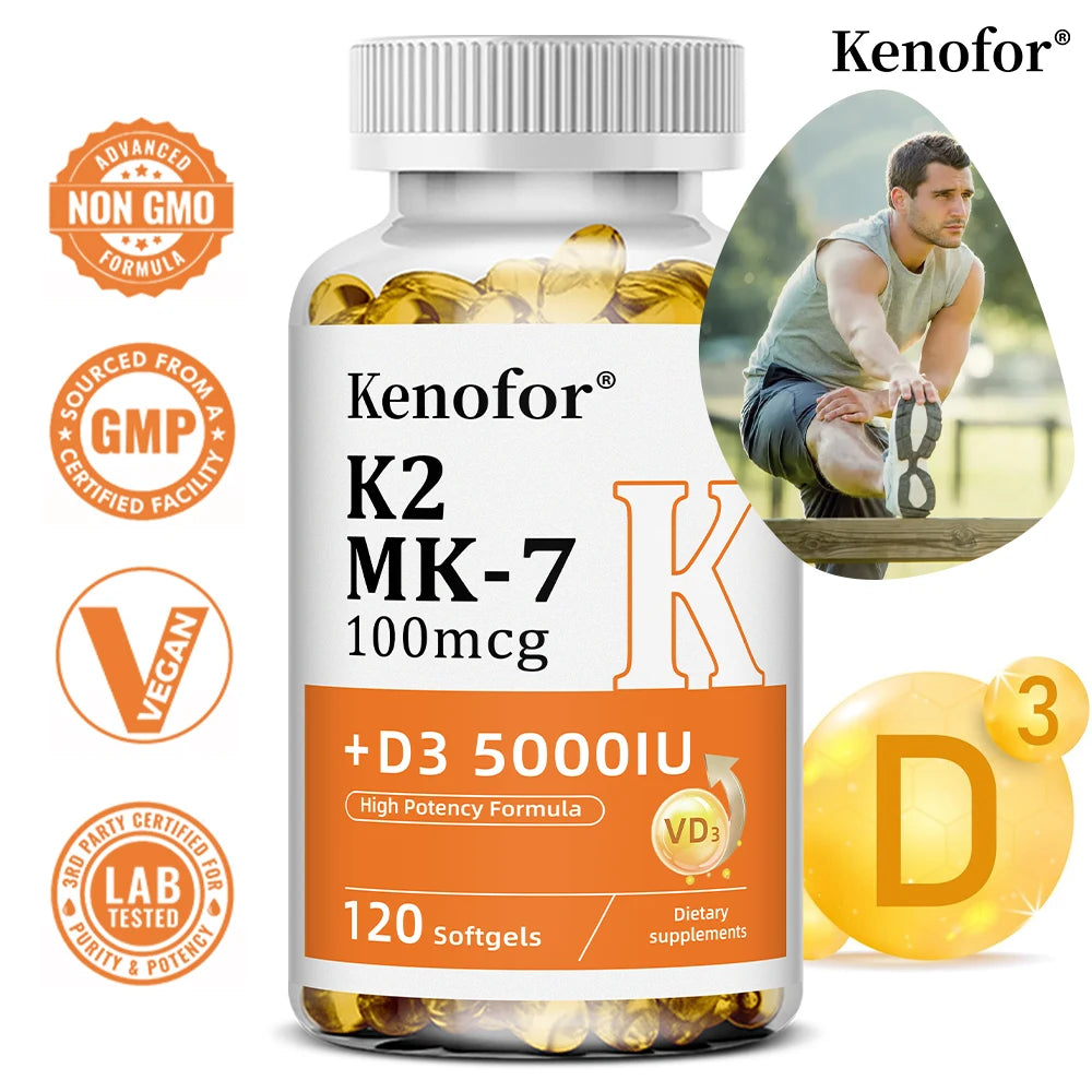 💪 THE BONE & HEART DUO! Vitamin D3 5000IU + K2 - Ultimate Wellness Capsules ❤️