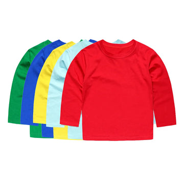 Kids Long Sleeve Cotton T-Shirt - Unisex Casual Tee for Boys & Girls