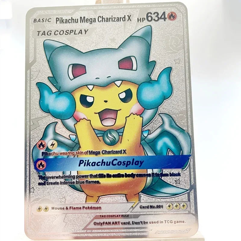 Spanish Pokemon Gold Metal Cards – Mewtwo, Pikachu GX & Charizard VMAX Set