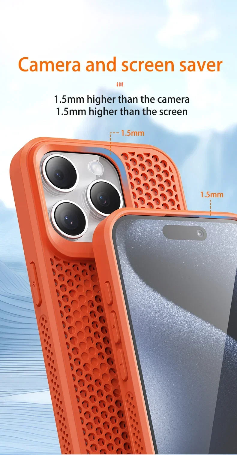Cooling iPhone Case – Heat Dissipation Breathable Hard Cover with MagSafe for iPhone 17, 16, 15, 14, 13, 12, 11