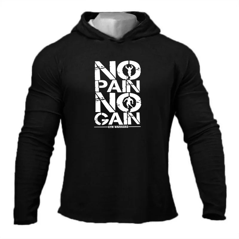 Men's Hooded Fitness Shirt - Long Sleeve Slim Fit Workout Top for Gym & Running