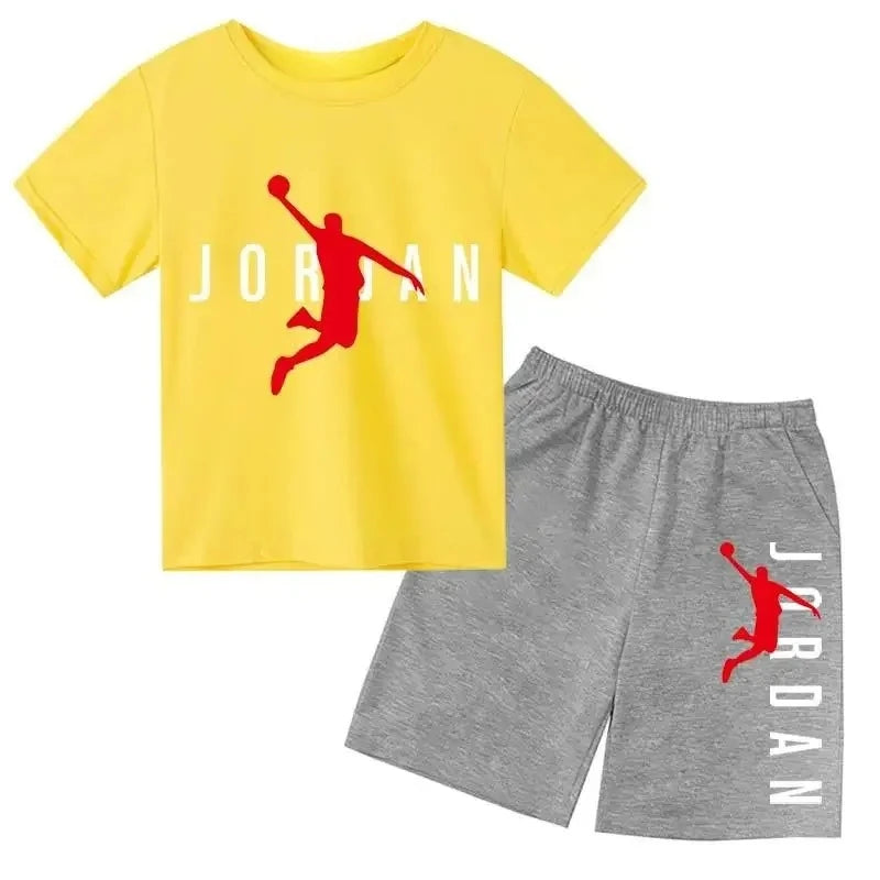 Kids Summer Outfit Set - Boys & Girls Sporty T-Shirt & Shorts (Ages 2-13)