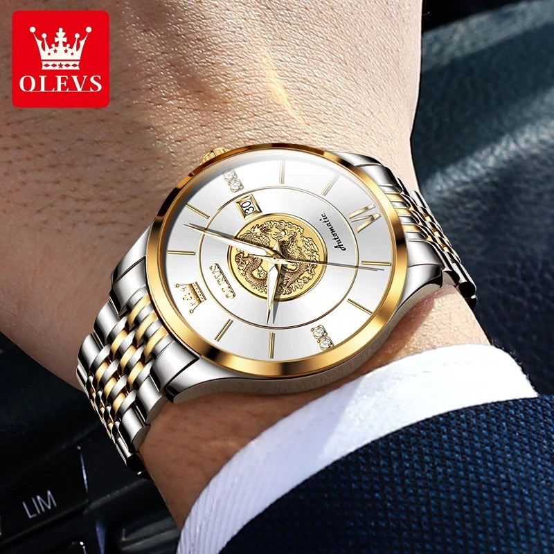 OLEVS 6693 Automatic Mechanical Watch - Dragon Relief Men's Luxury Watch