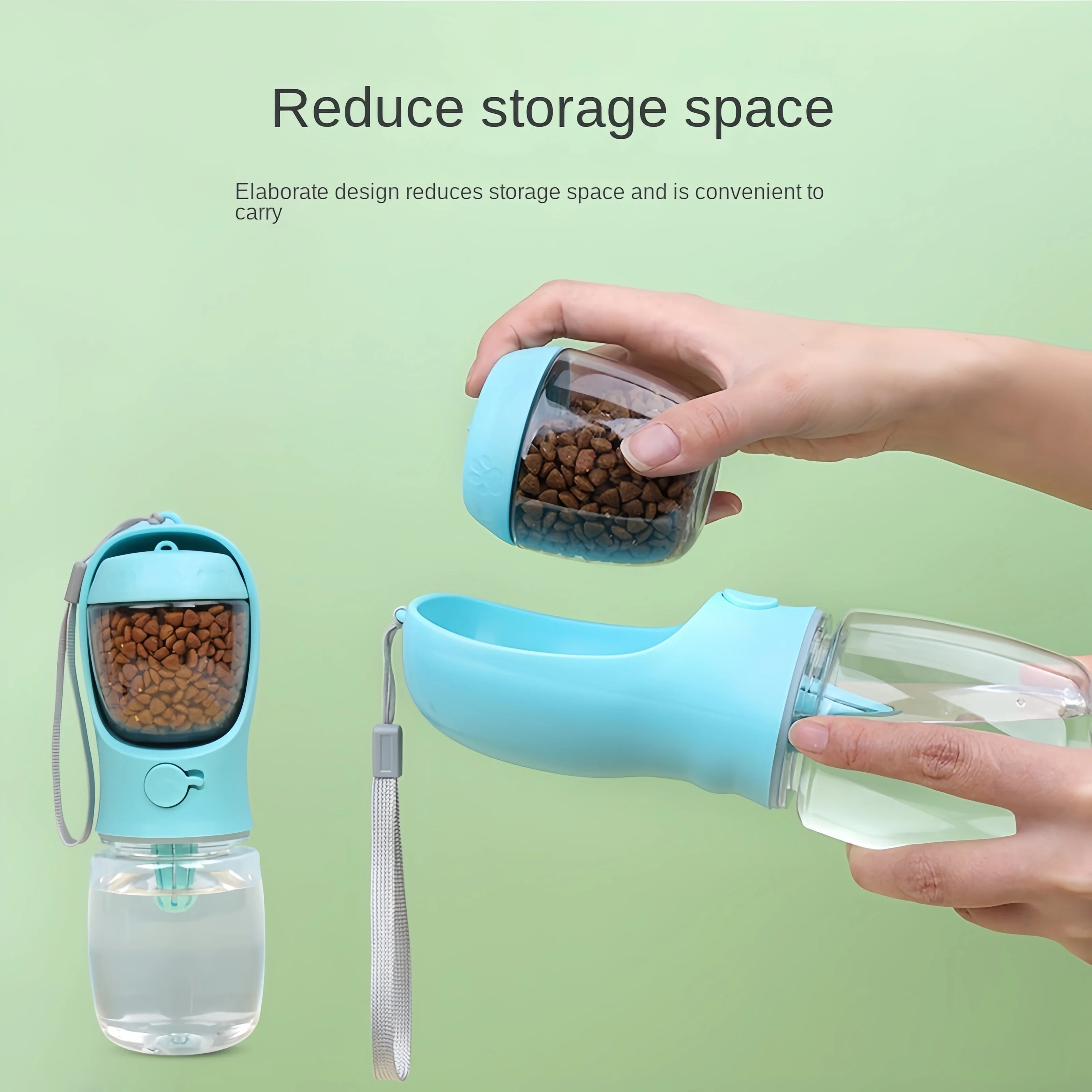 2-in-1 Portable Dog Water Bottle & Food Container - 550ml Travel Pet Feeder Bowl