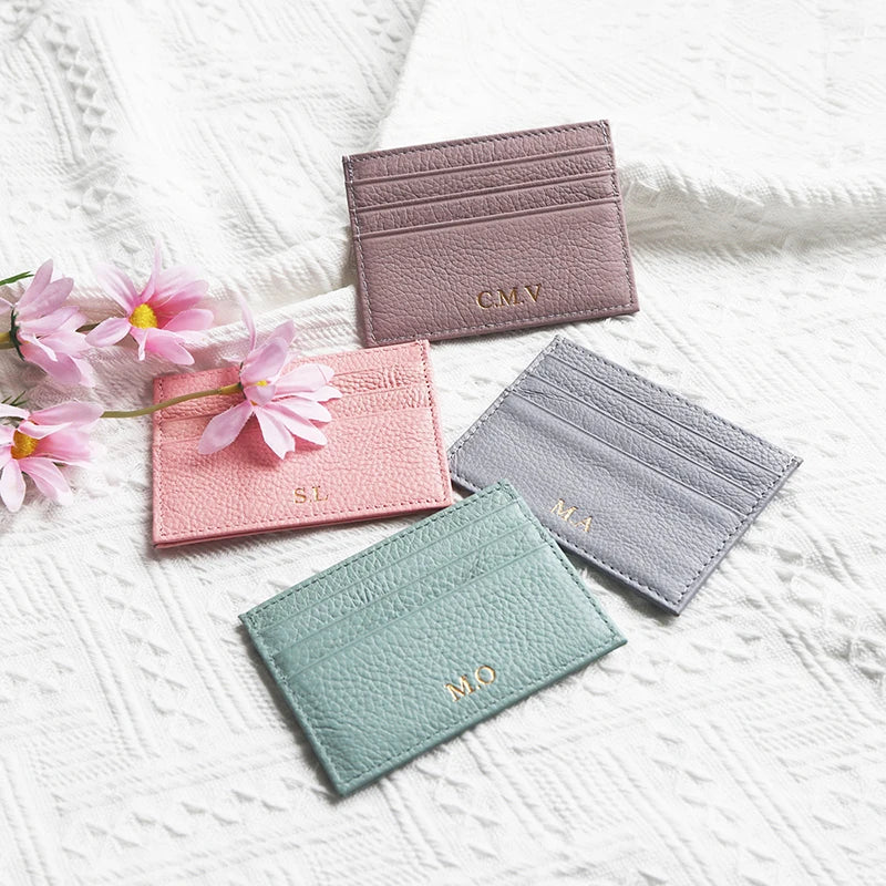 Custom Logo Leather Card Holder – Slim Wallet