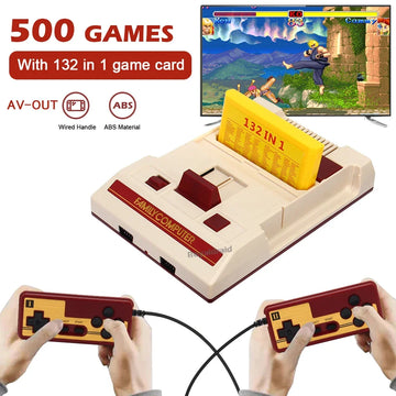 8-Bit Retro Game Console - 500 Built-In Games with Cartridge Support