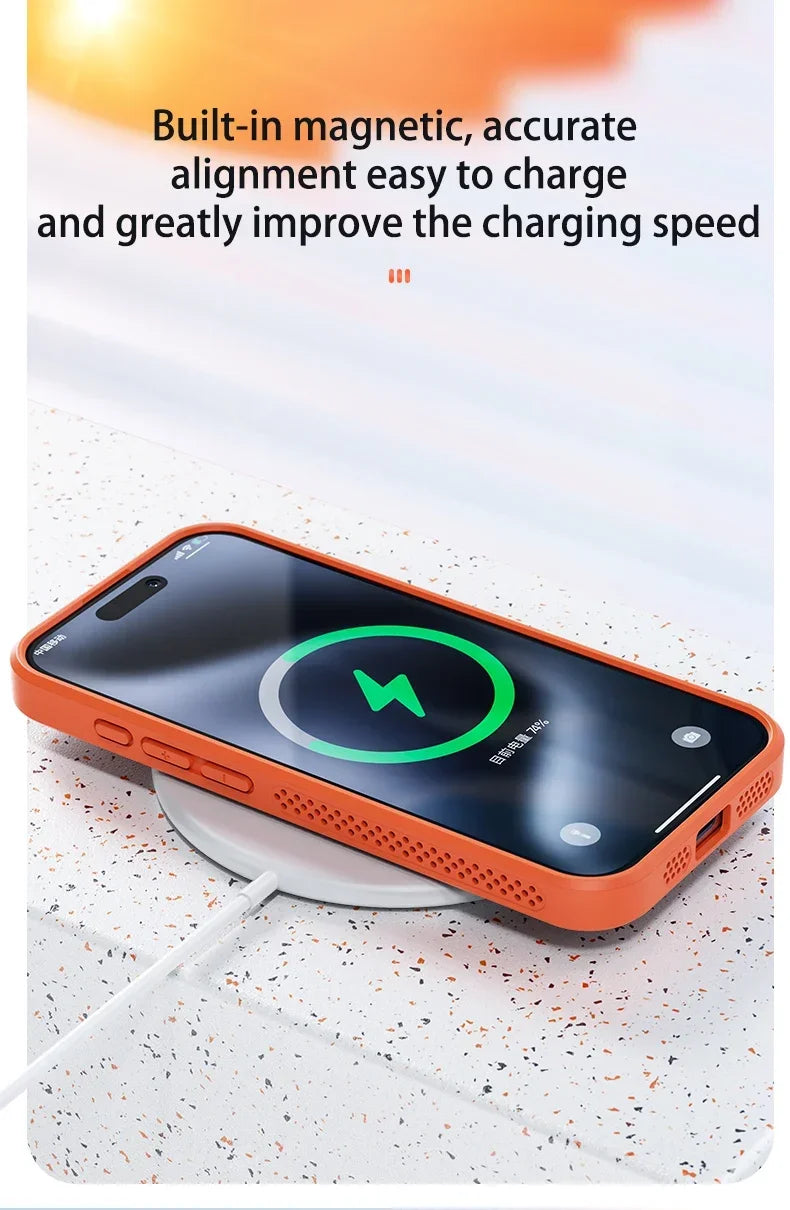 Cooling iPhone Case – Heat Dissipation Breathable Hard Cover with MagSafe for iPhone 17, 16, 15, 14, 13, 12, 11