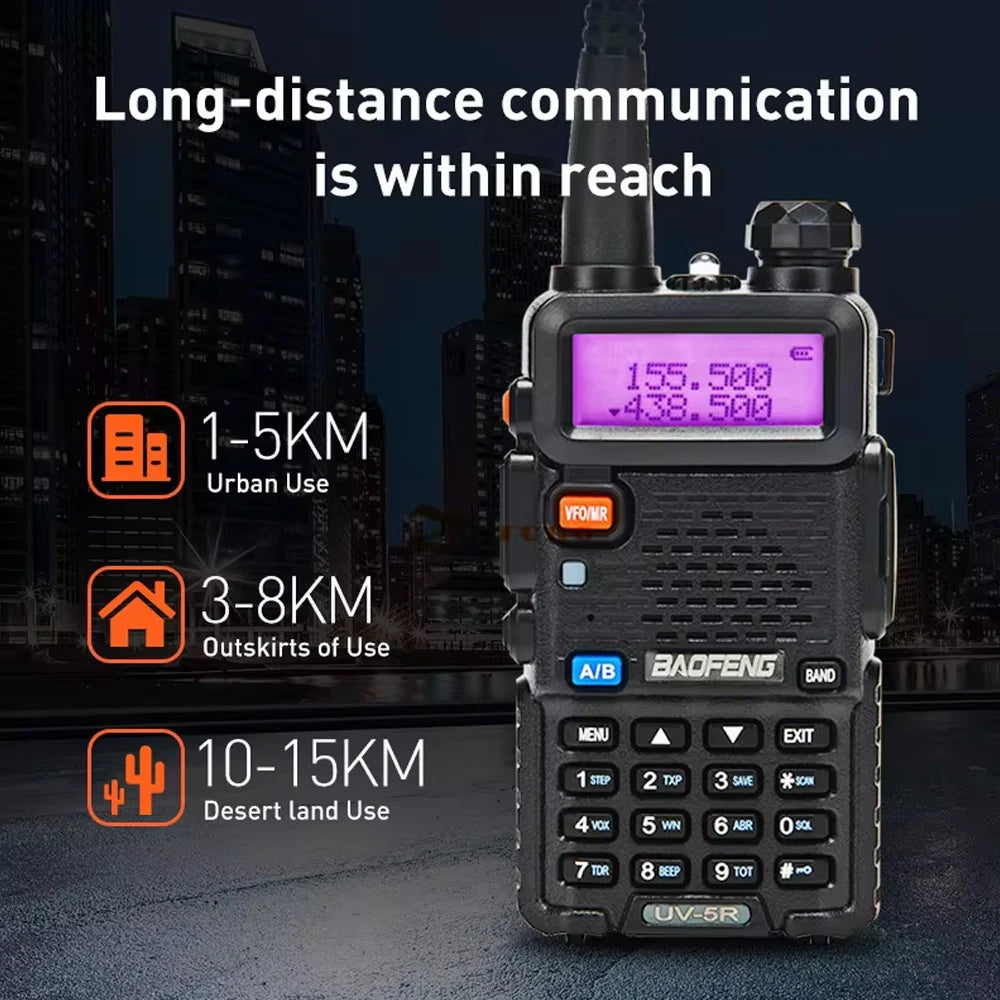 Baofeng UV-5R Two-Way Radio - Dual Band VHF/UHF Ham Radio with USB Charging
