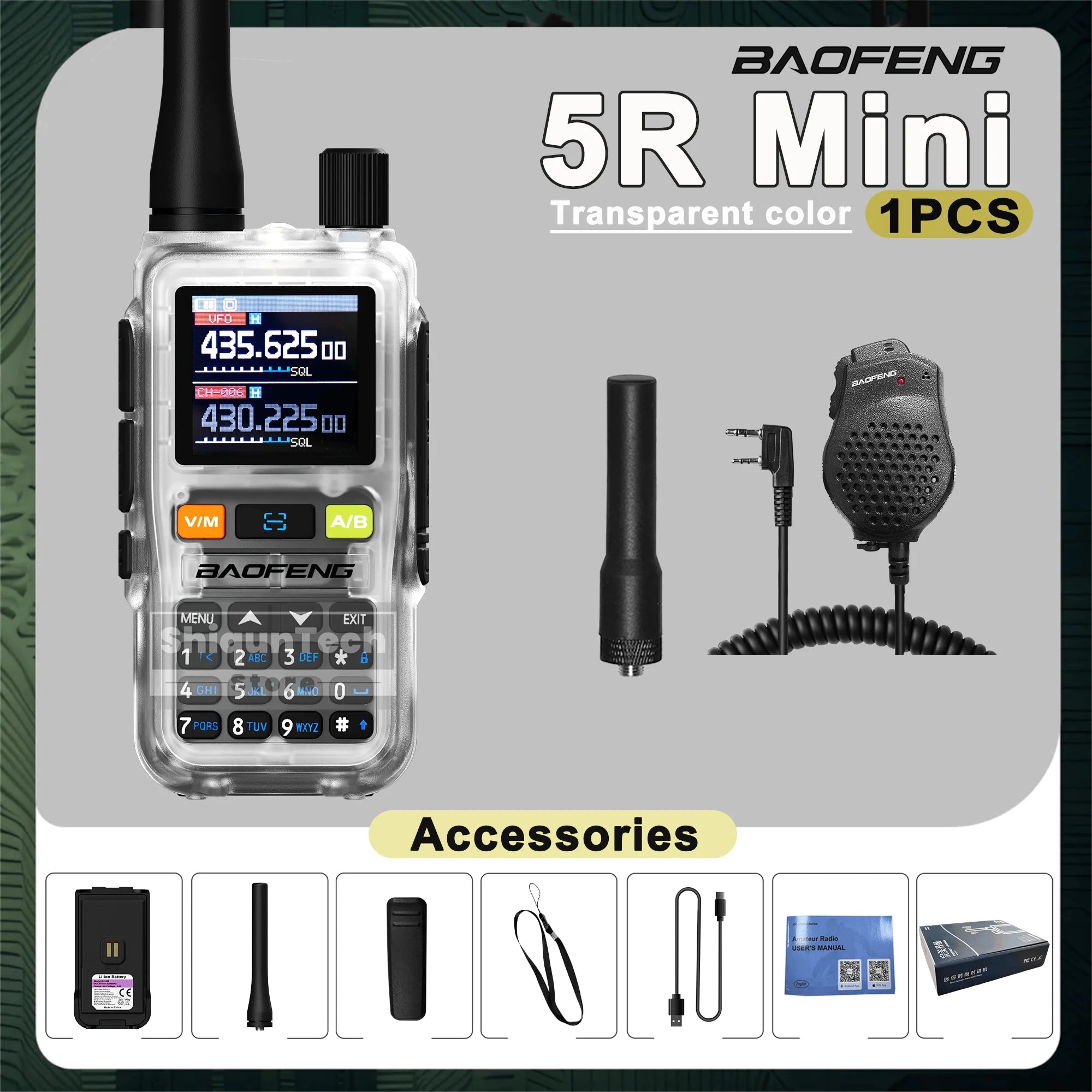 Baofeng UV-5R Mini Walkie Talkie - Air Band UHF/VHF, Bluetooth & Type-C