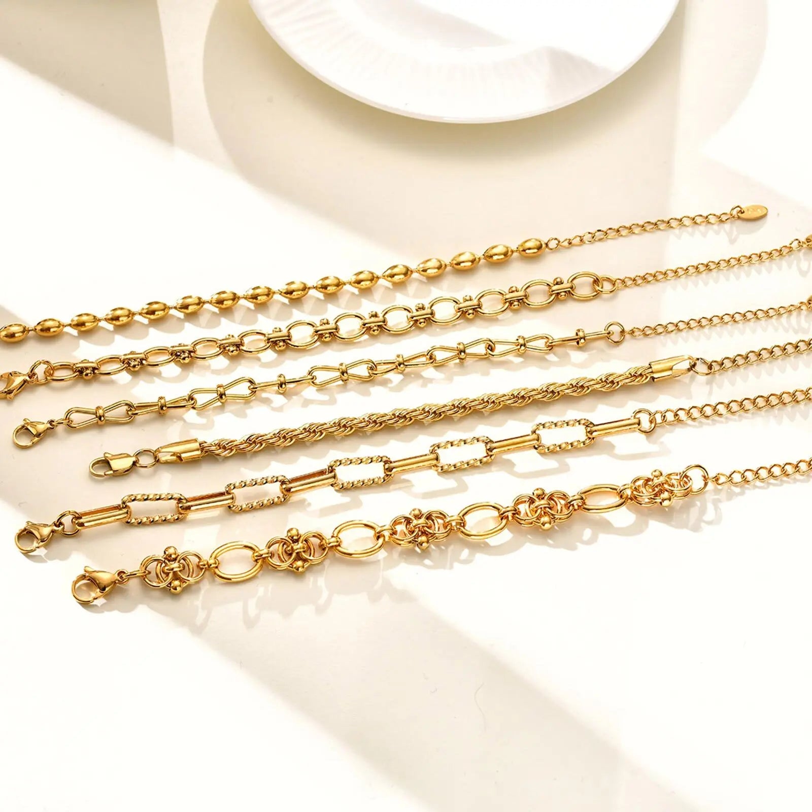 Chunky Stainless Steel Link Chain Bracelet – Gold Plated Layering Jewelry
