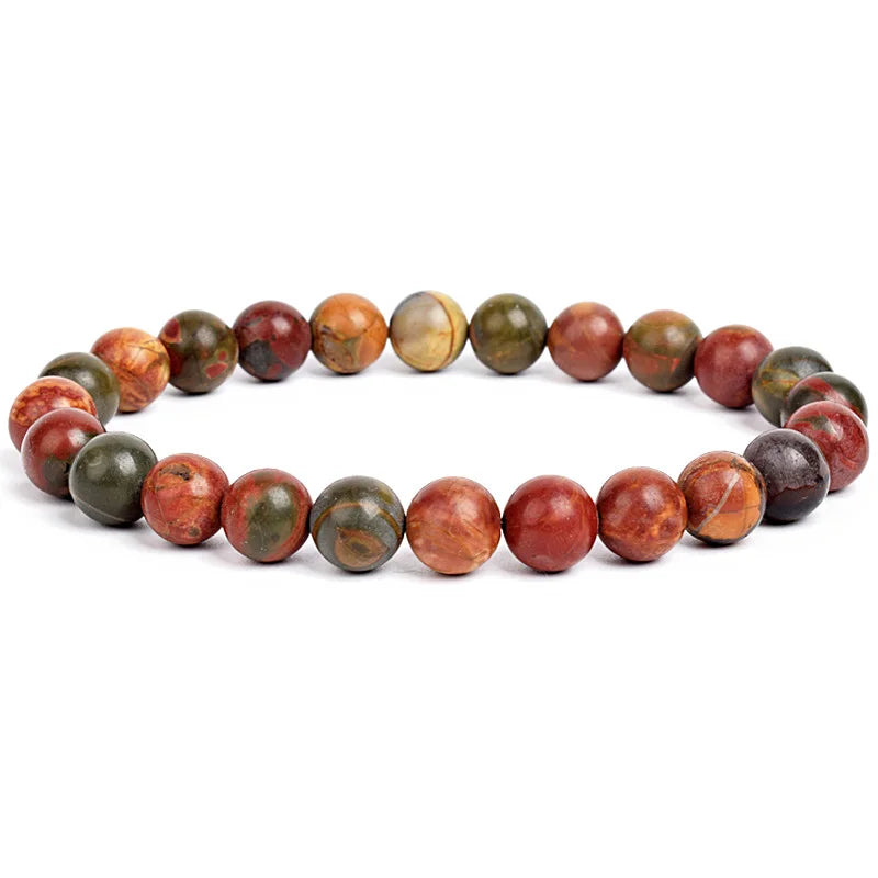 Natural Stone Beads Bracelet – Amethyst, Quartz, Jade & Agate Healing Bangle
