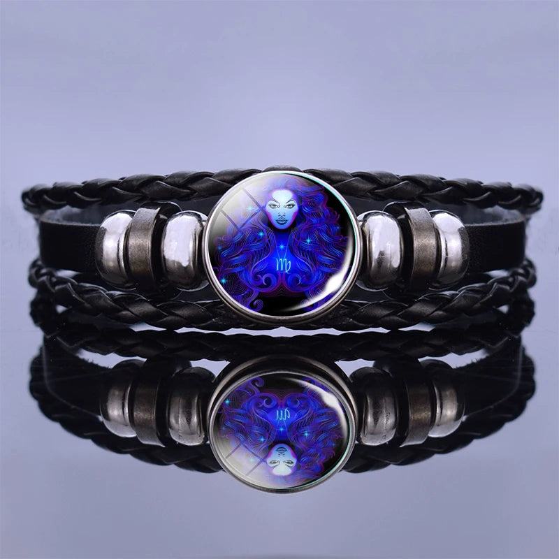Zodiac Constellation Charm Bracelet - Multilayer Leather Bracelet for Men & Women