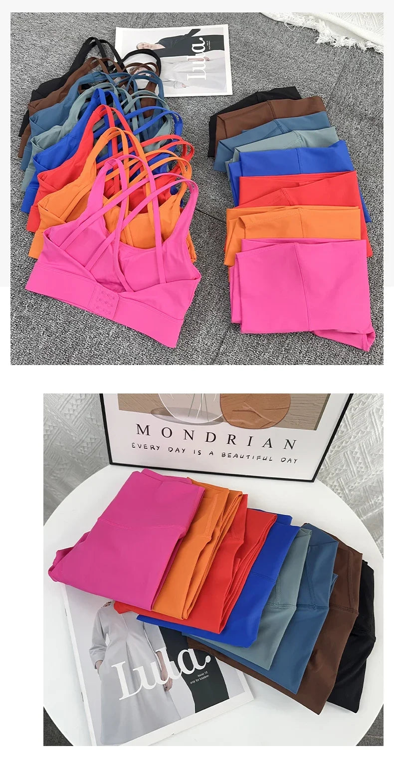 Women's 2-Piece Yoga Set - Crop Top & High Waist Leggings for Gym & Fitness
