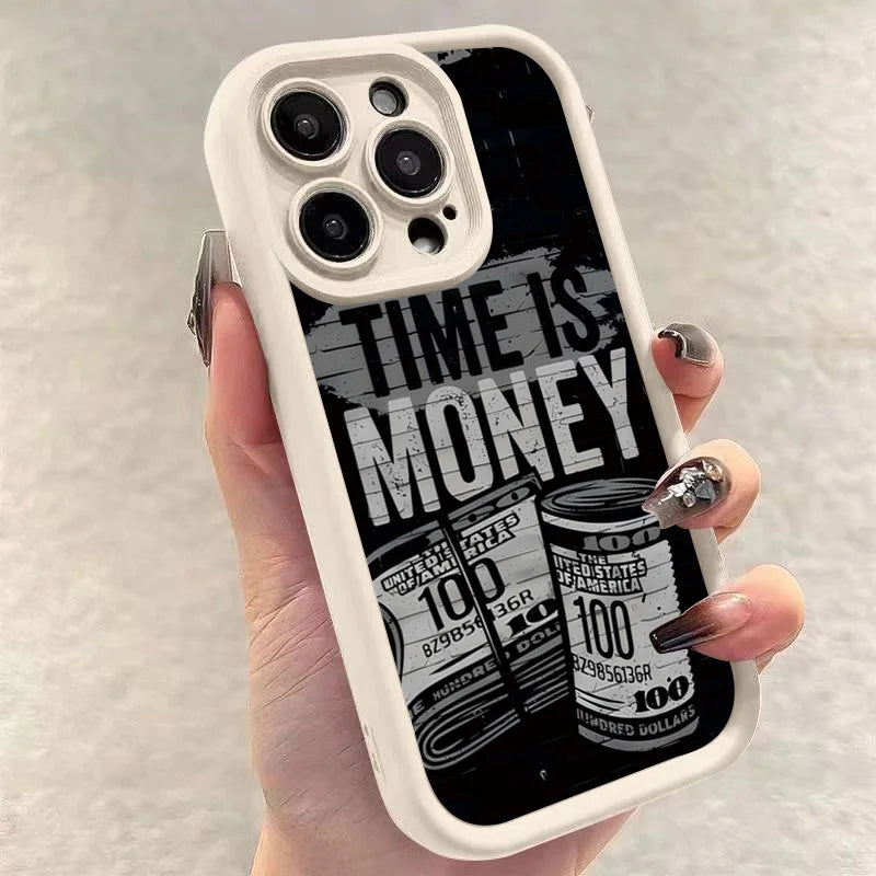 "Time is Money" iPhone Case – Soft TPU Cover for iPhone 17, 16, 15, 14, 13, 12, 11 & More