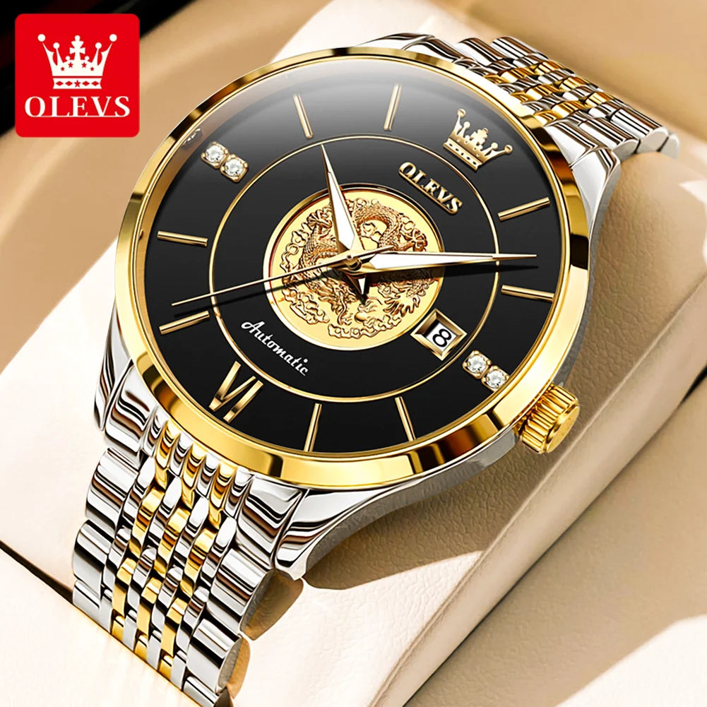 OLEVS 6693 Automatic Mechanical Watch - Dragon Relief Men's Luxury Watch