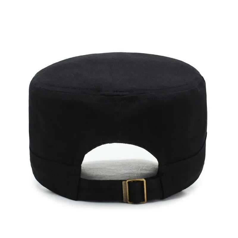 Vintage Flat Top Cadet Cap - Cotton Military Style Hat for Men & Women