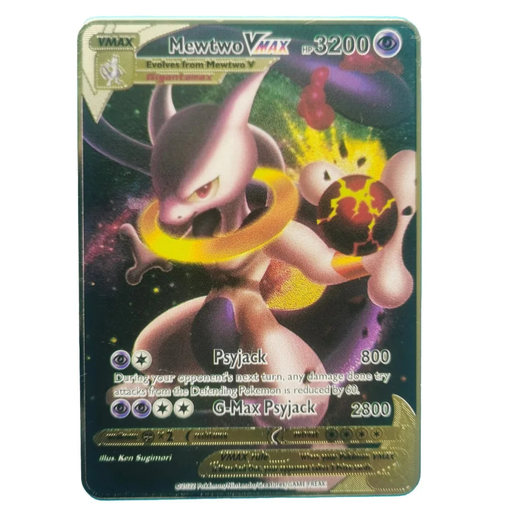 Pokemon Gold Metal Cards – 20 Styles Mewtwo, Pikachu GX & Charizard VMAX Set