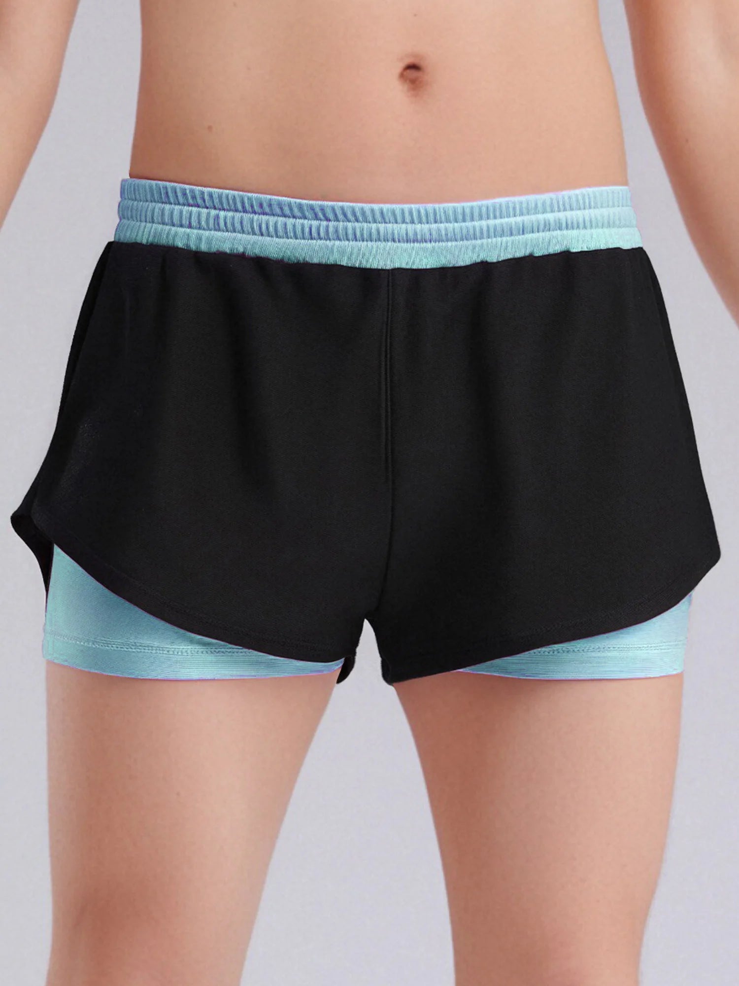 Girls Athletic Shorts - Double-Layer Sports Shorts for Yoga, Running & Workout (Ages 4-14)