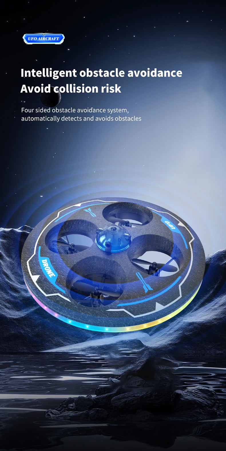 MX85 UFO Mini Drone for Kids - Intelligent Obstacle Avoidance, Safe Foam Design (50g)