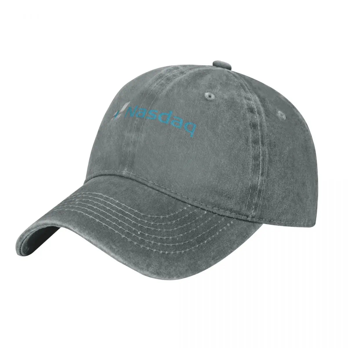 Nasdaq Logo Trucker Hat - Knitted Texture Denim Cap for Men's Summer Wear