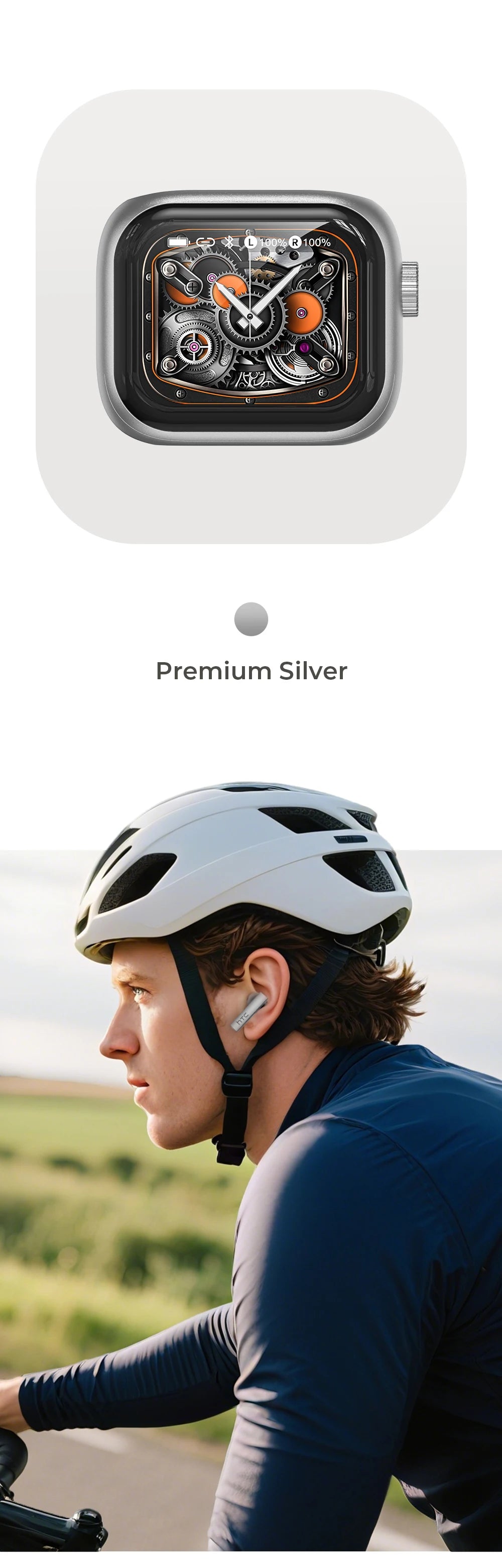 HTC Bluetooth Earphones with AI Translator & HD Subtitles - TWS Sports Wireless