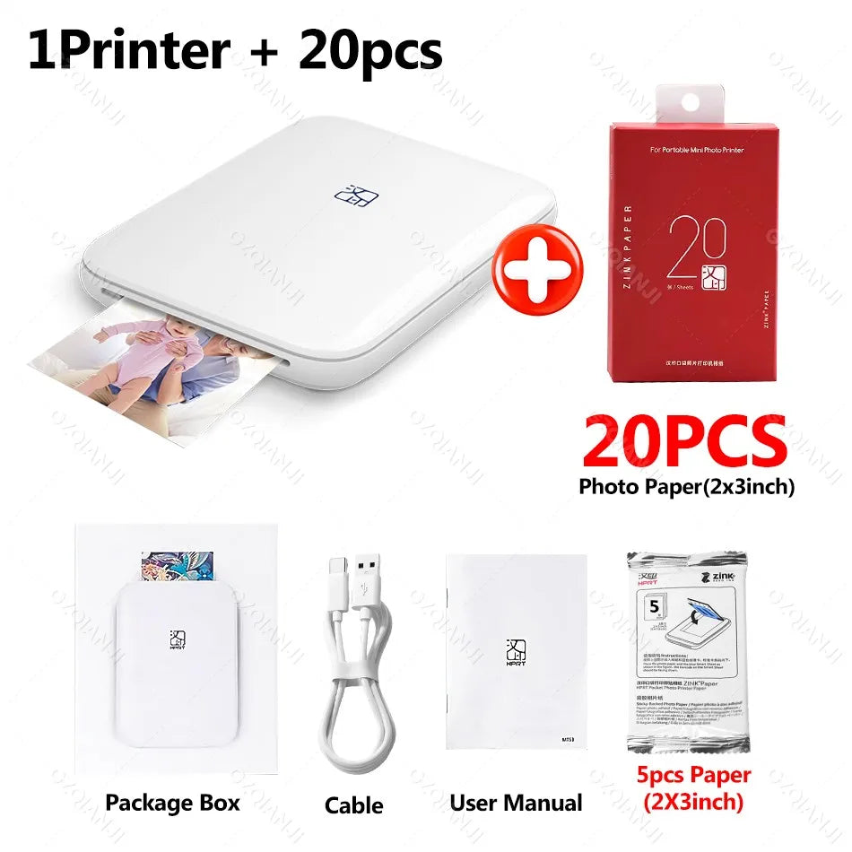 Portable Pocket Photo Printer – Wireless Bluetooth Zink 2x3" Color Printer