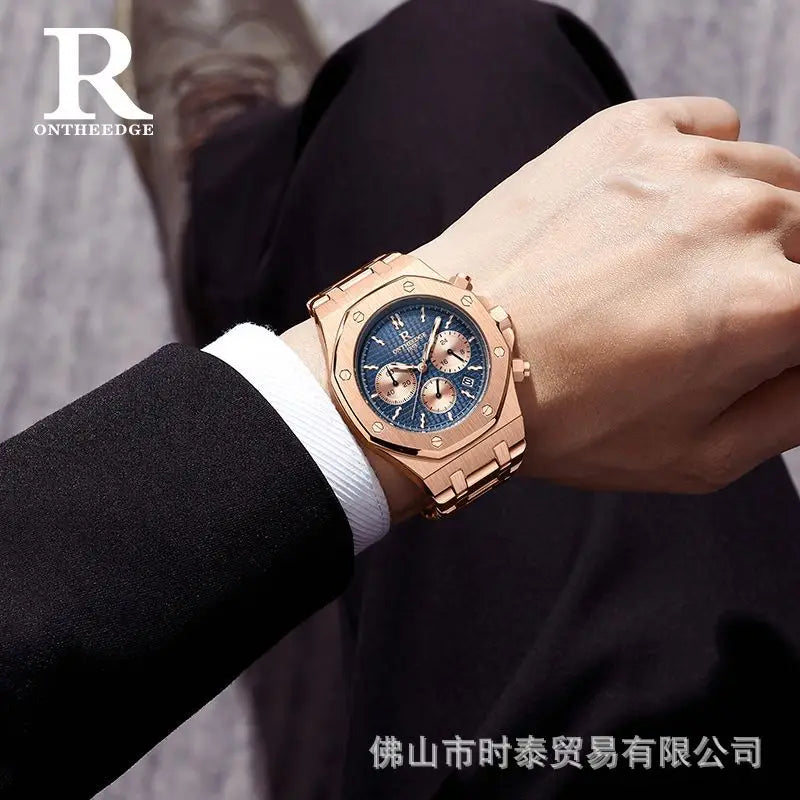 Swiss Brand Multi-Functional Men's Watch – Waterproof Luminous Quartz Timepiece