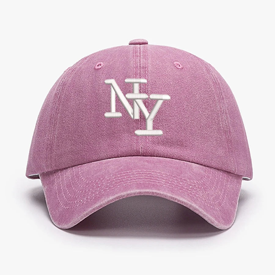 NY Embroidered Vintage Baseball Cap - Water Washed Sunscreen Hat for Sports & Fishing