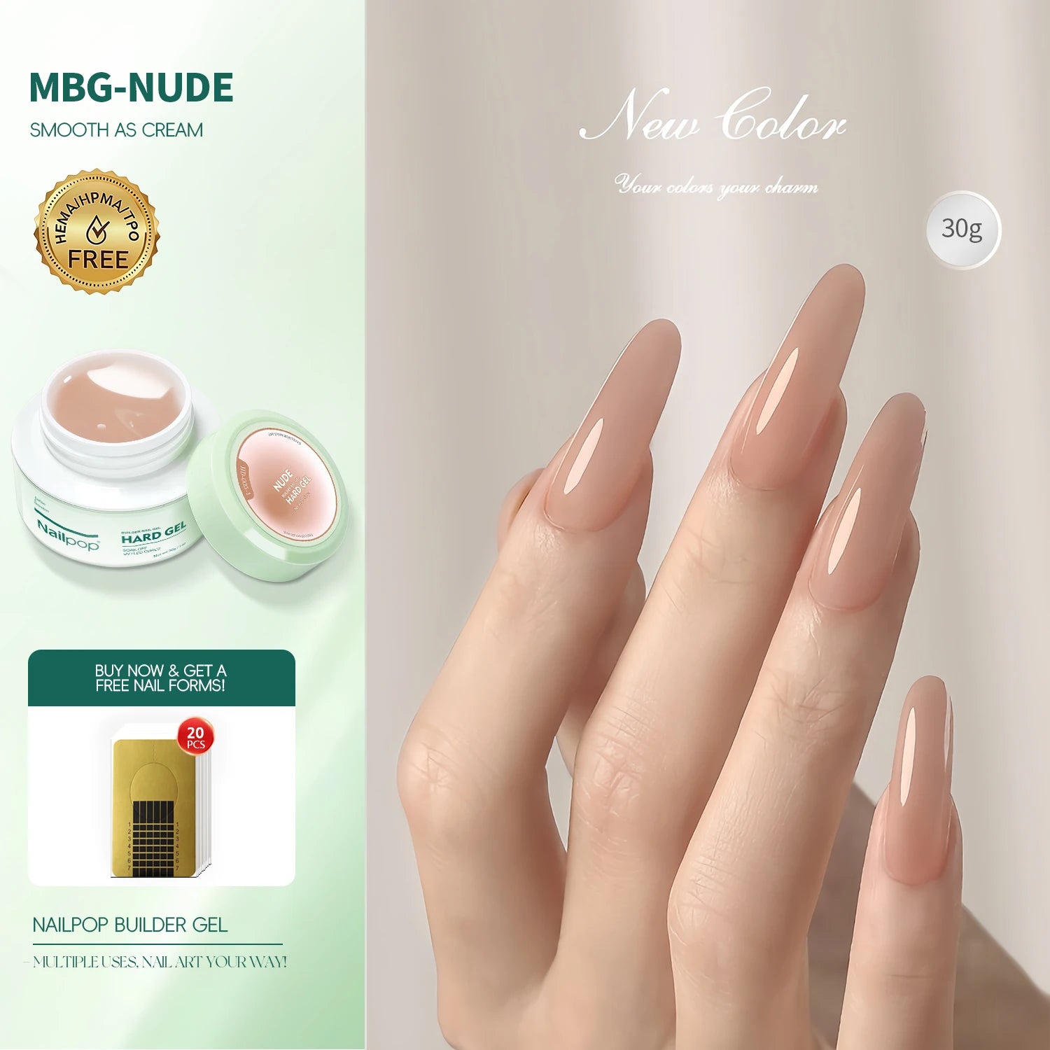 Nailpop HEMA-Free Builder Gel – Milky UV Gel for Nail Extensions & Strengthening