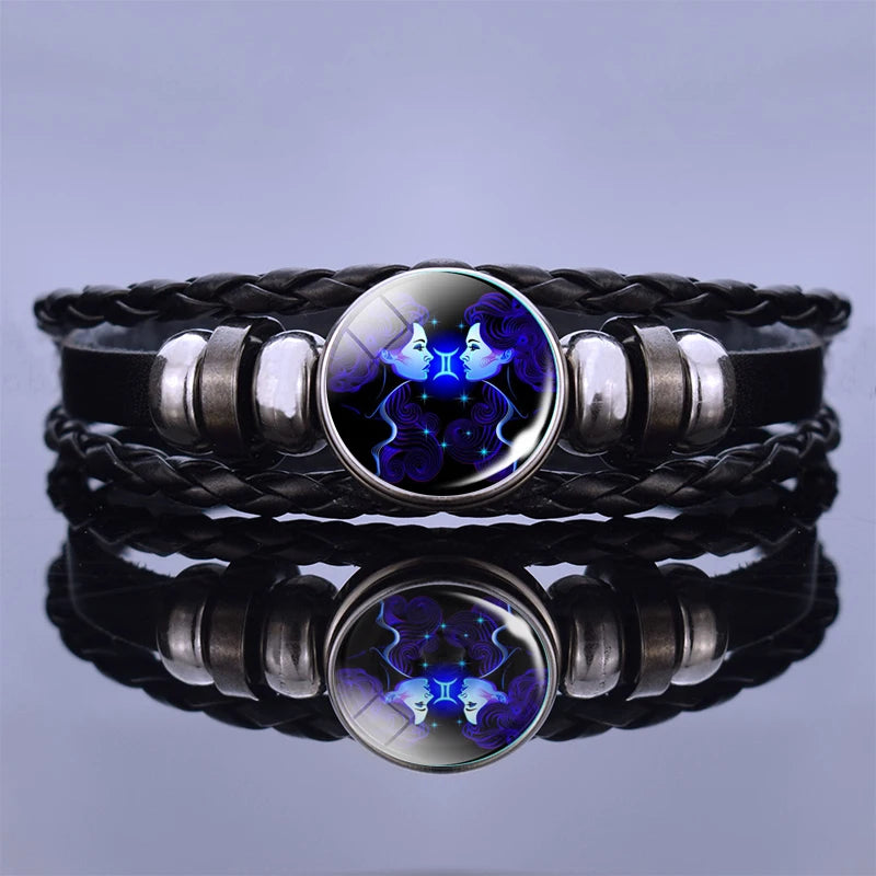 Zodiac Constellation Charm Bracelet - Multilayer Leather Bracelet for Men & Women