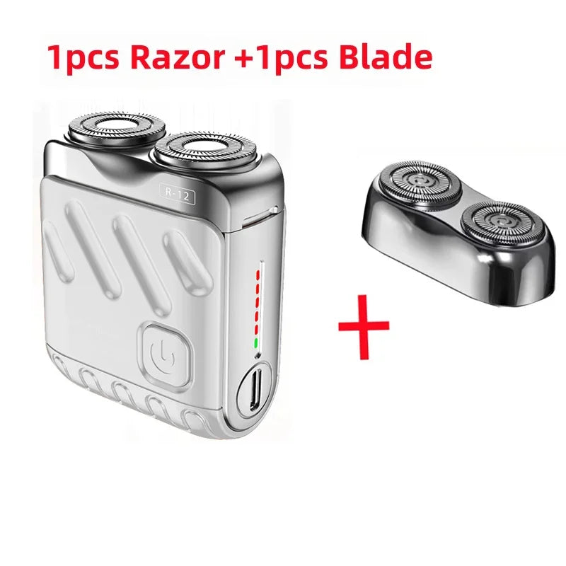 Portable Dual-Head Electric Shaver - Waterproof USB-C Rechargeable Rotary Razor for Men