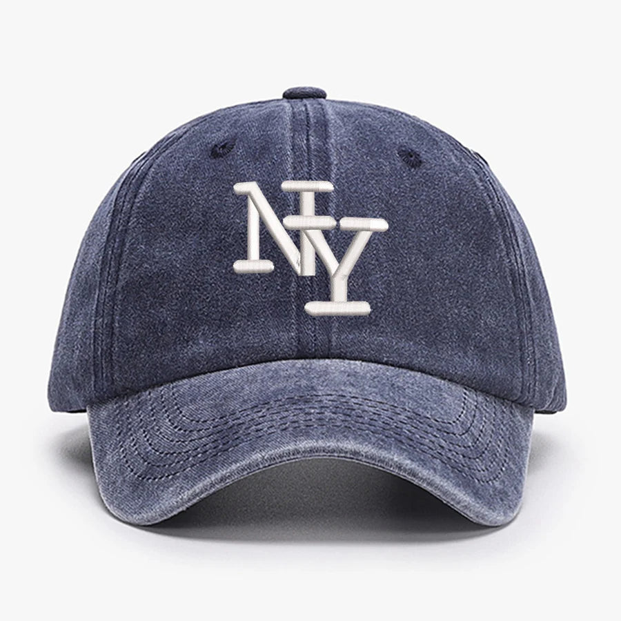 NY Embroidered Vintage Baseball Cap - Water Washed Sunscreen Hat for Sports & Fishing