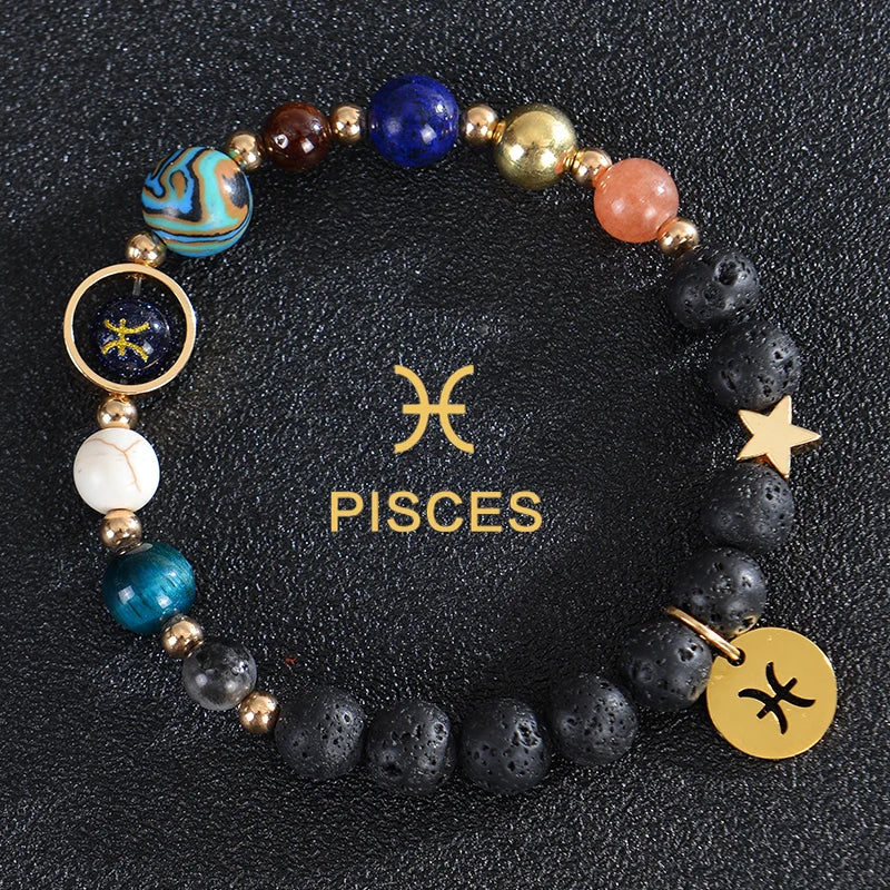 Zodiac Crystal Stone Bracelet for Women - 12 Constellation Charm Birthday Gift