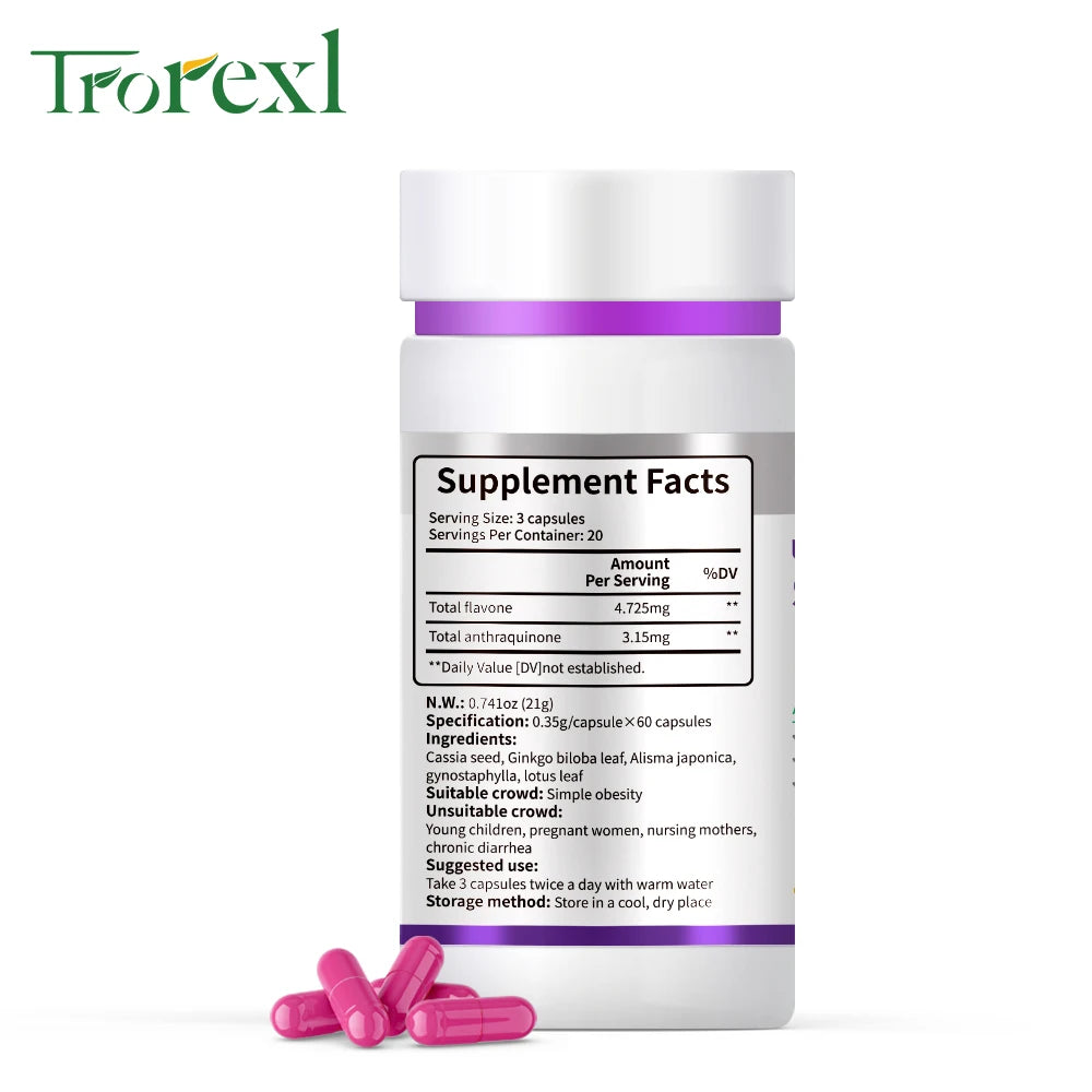 Cassia Seed & Lotus Leaf Weight Loss Pills - Natural Fat Burner & Detox for Women