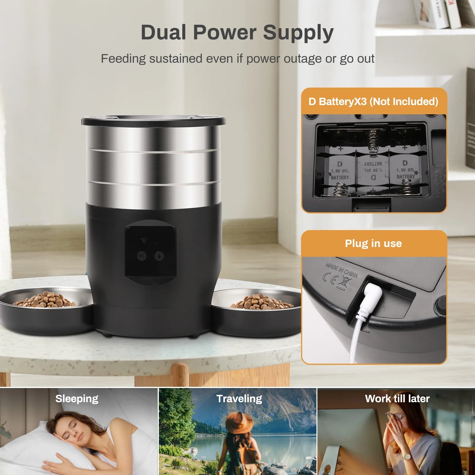 4.5L Smart Automatic Cat Feeder with WiFi & Stainless Bowls
