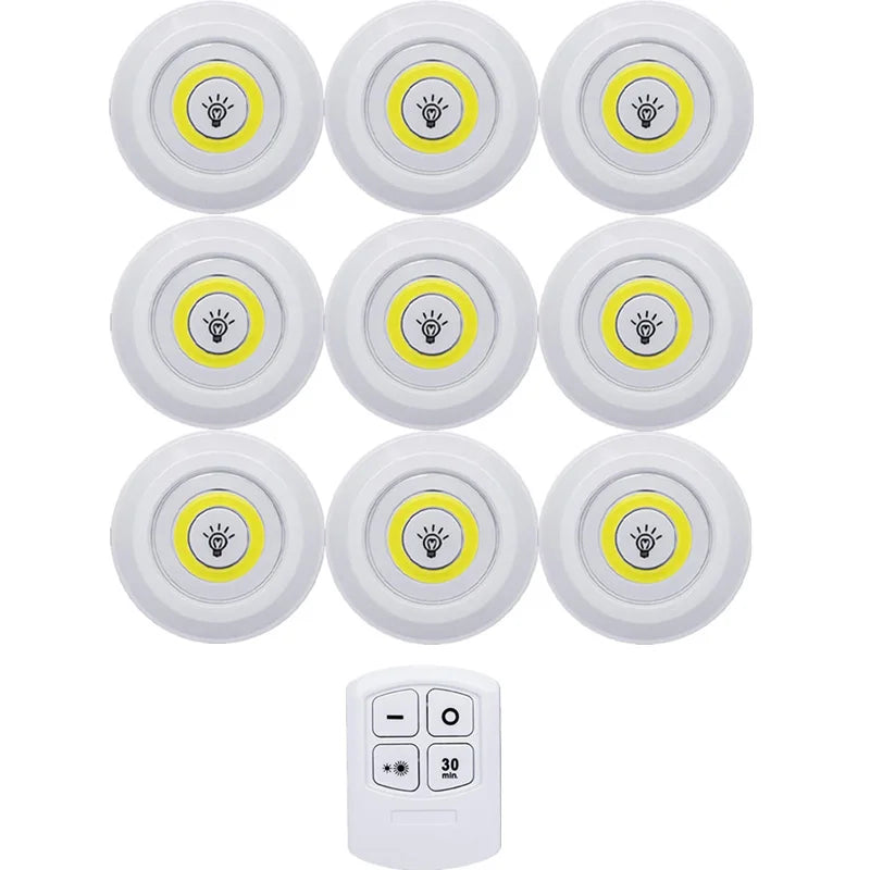 Smart Wireless LED Under Cabinet Lights - Dimmable Remote Control Kitchen & Wardrobe Lighting