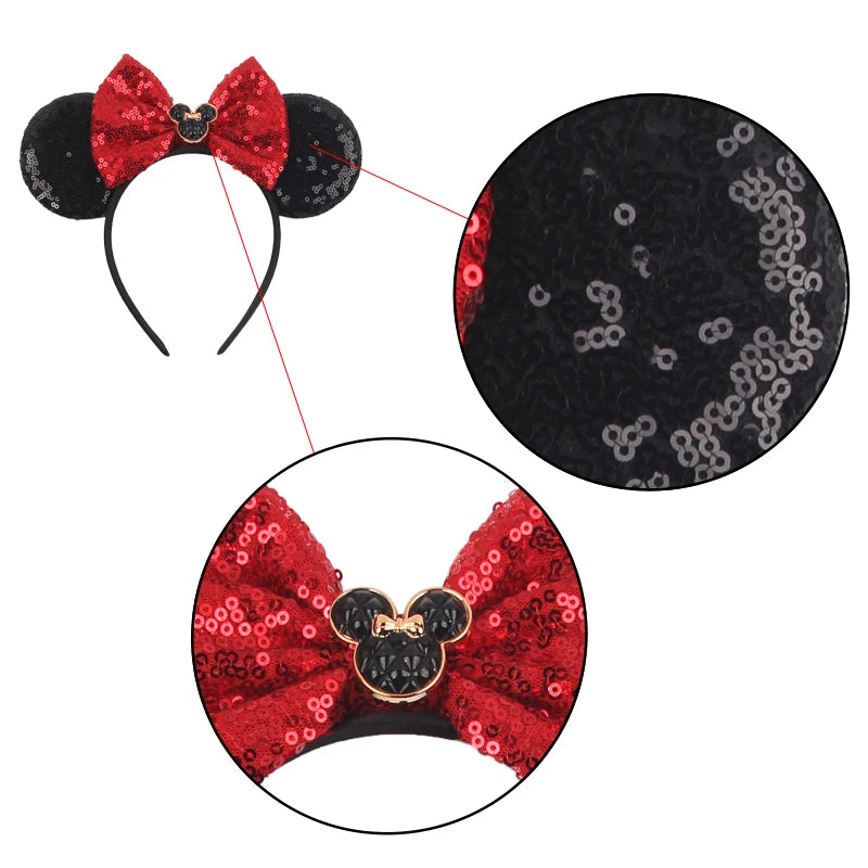 Disney Colorful Sequins Bow Headband – Rainbow Hair Accessory for Girls & Disney Fans
