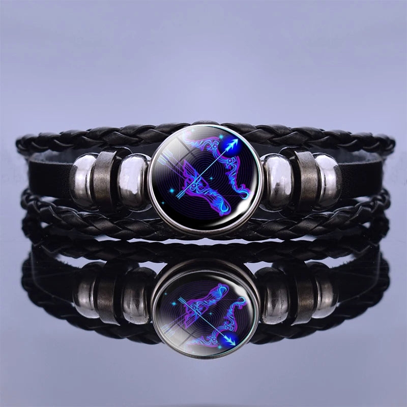Zodiac Constellation Charm Bracelet - Multilayer Leather Bracelet for Men & Women