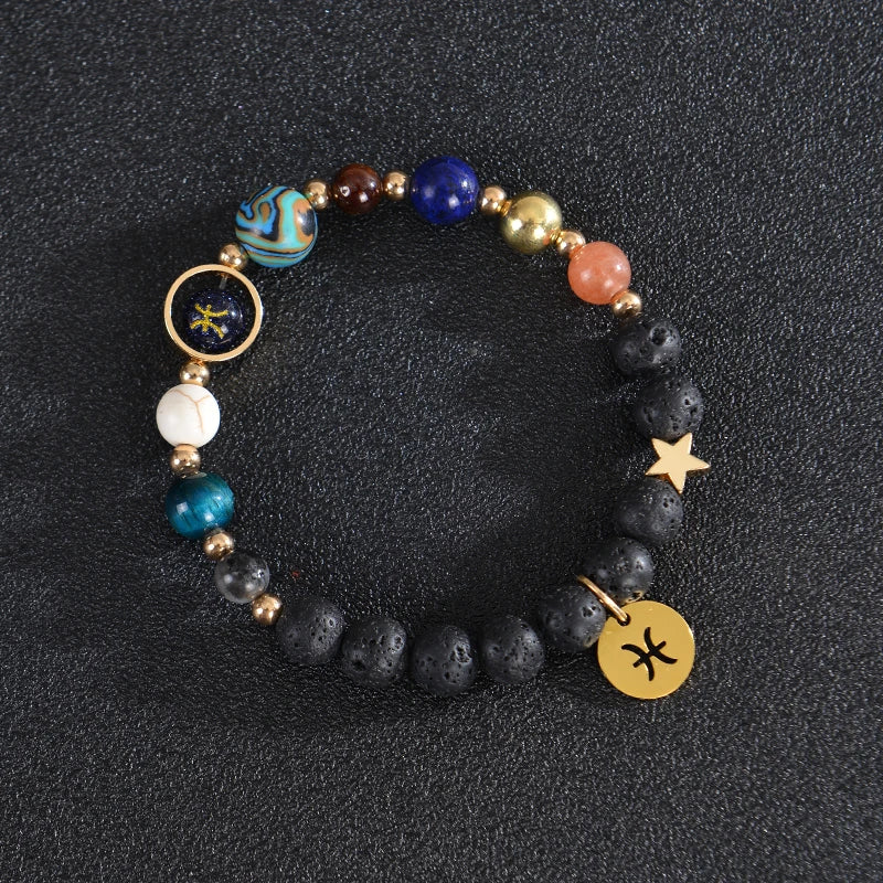 Zodiac Crystal Stone Bracelet for Women - 12 Constellation Charm Birthday Gift