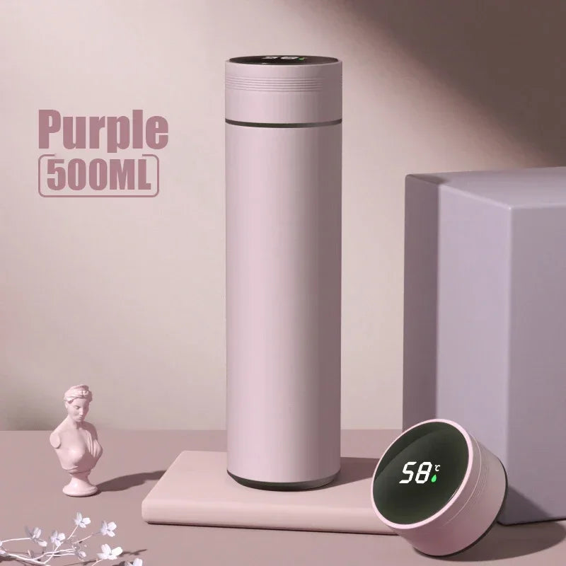 500ml Stainless Steel Thermos with Temperature Display - Insulated Bottle