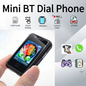 Mini Wearable Phone - 1.77" Touchscreen Dual SIM Bluetooth Mobile Device with Voice Changer