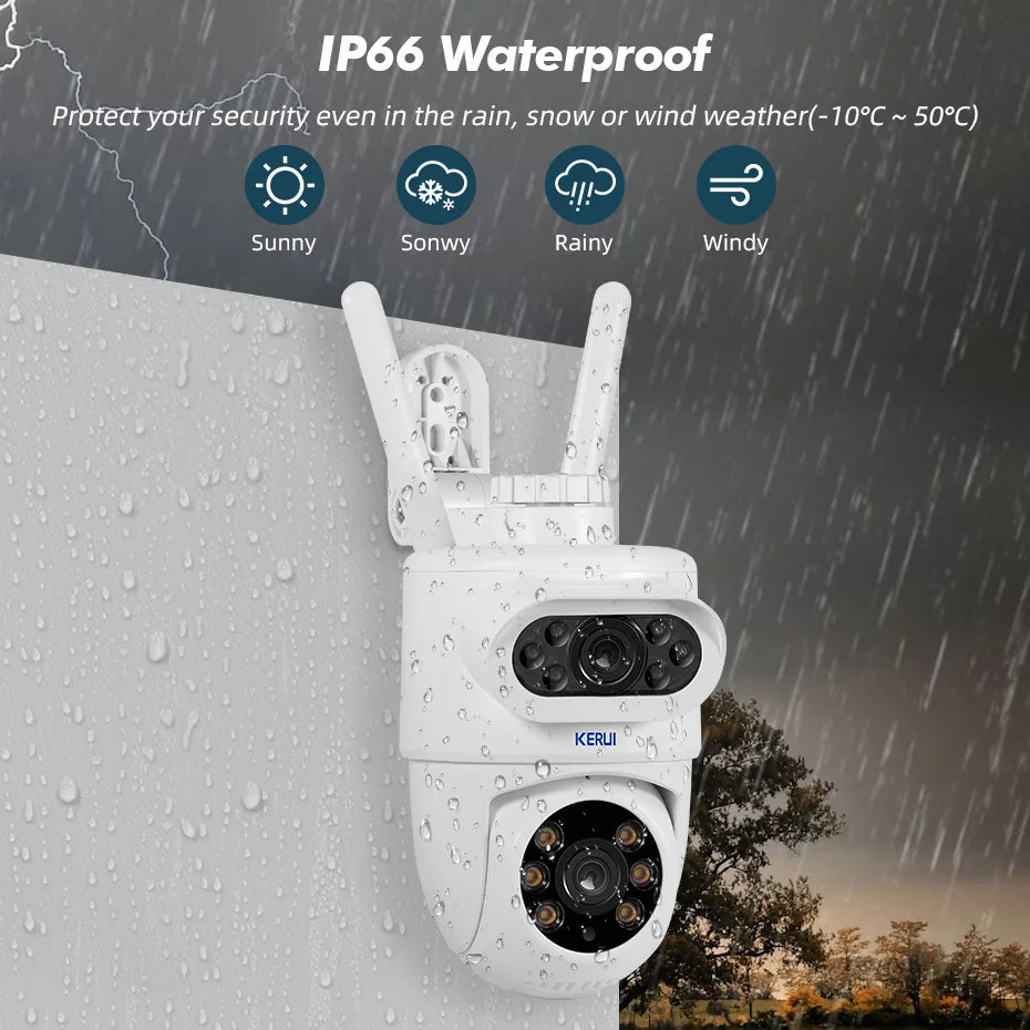 Dual Lens Outdoor WiFi Security Camera – Human Detection