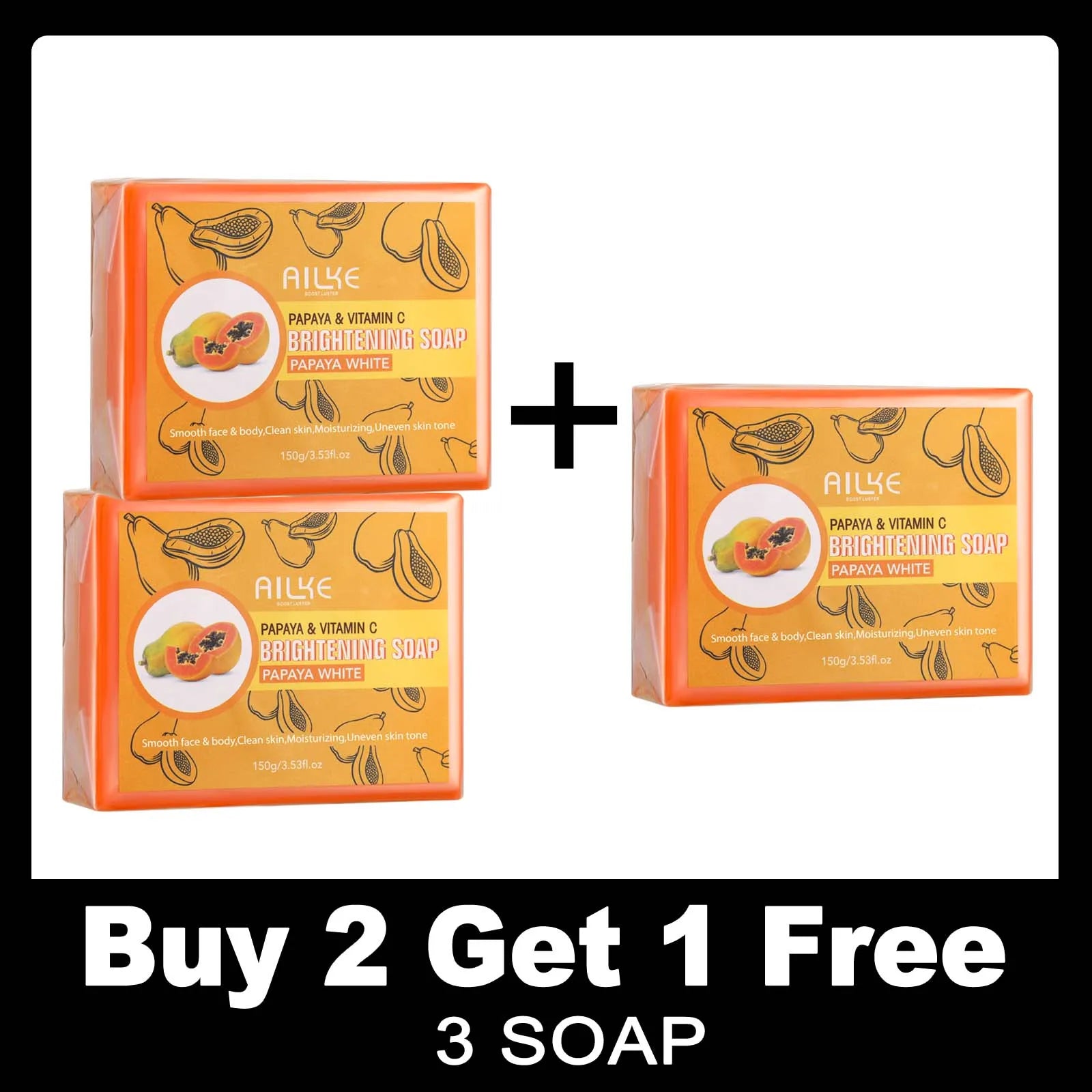 AILKE Papaya Cleansing Soap – Brightening-Look Face & Body Bar