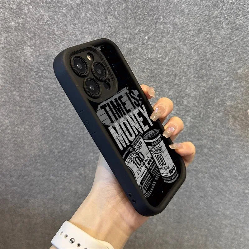 "Time is Money" iPhone Case – Soft TPU Cover for iPhone 17, 16, 15, 14, 13, 12, 11 & More