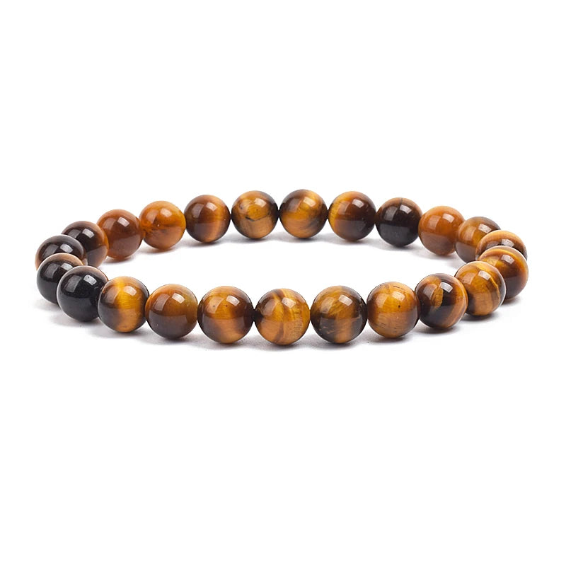 Natural Stone Beads Bracelet – Amethyst, Quartz, Jade & Agate Healing Bangle