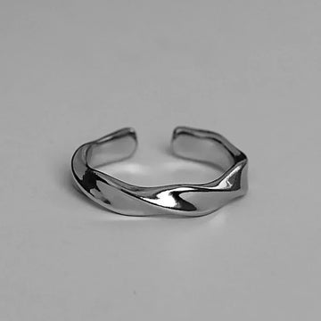 Adjustable Metal Twist Ring - Simple Open Finger Ring for Men & Women Wedding Jewelry