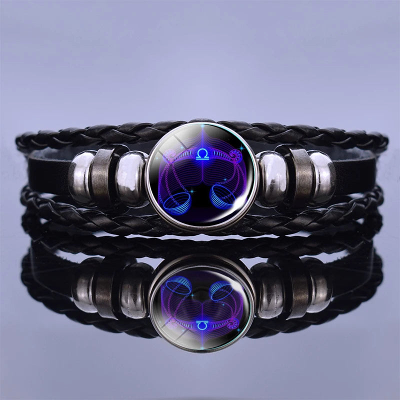 Zodiac Constellation Charm Bracelet - Multilayer Leather Bracelet for Men & Women