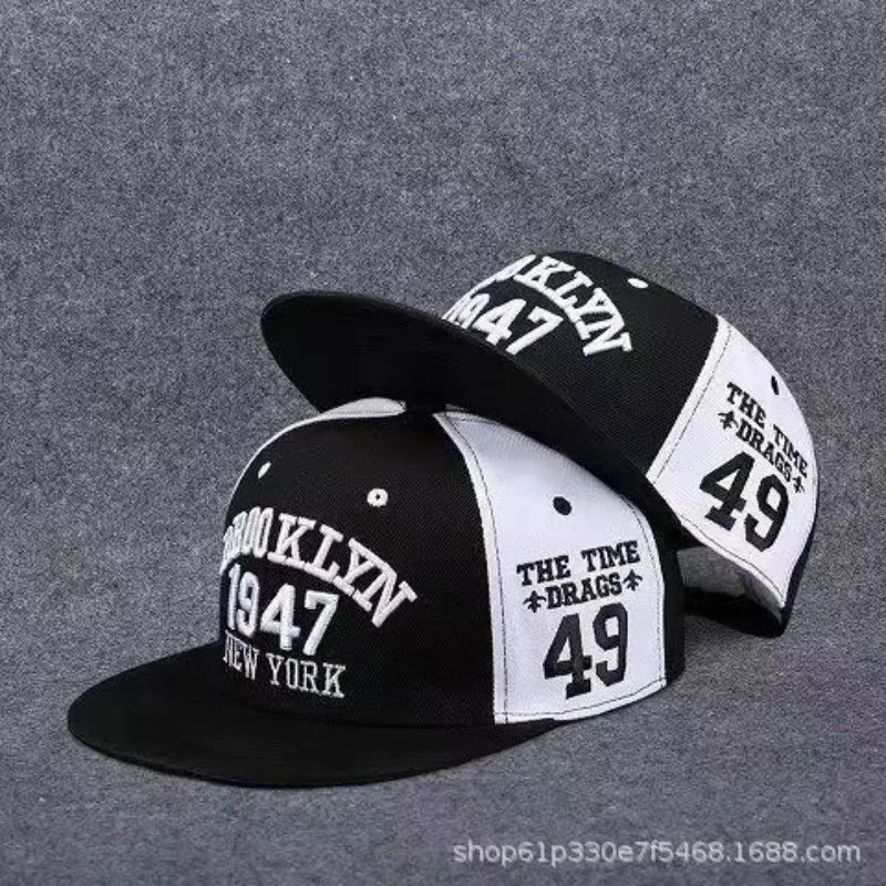 Korean Style Hip-Hop Flat Brim Cap - Unisex Adjustable Baseball Hat with Sun Protection